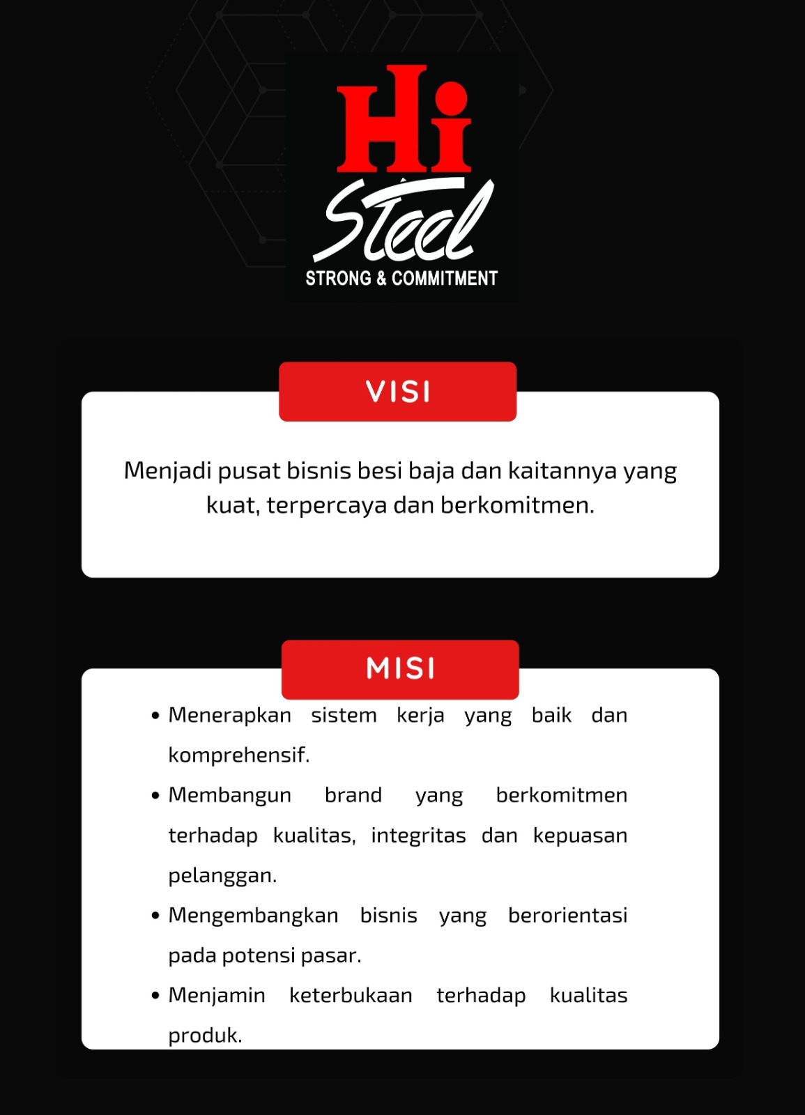 Tentang Kami 2 visi misi histeel